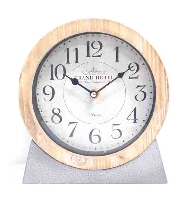 MDF Table Clock Wood Base Grey Frame Clock 