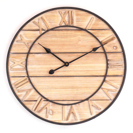 24 Inches Wholesale Innovative Vintage Style Decoration Living Room Wooden Round Printed Paper MDF Wall Clocks