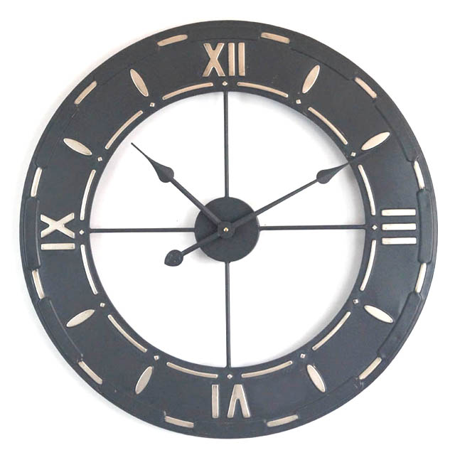 Roman Number Wall Clock Idoor Hanger Black Fashionable Living Room Metal Clock 
