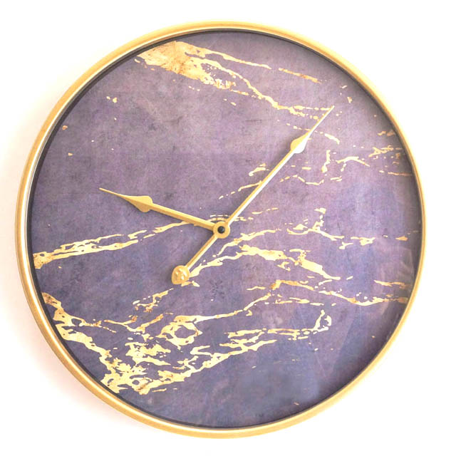 Customize Decorative Pattern Promotion Metal/MDF Wall Clock Purple Colour